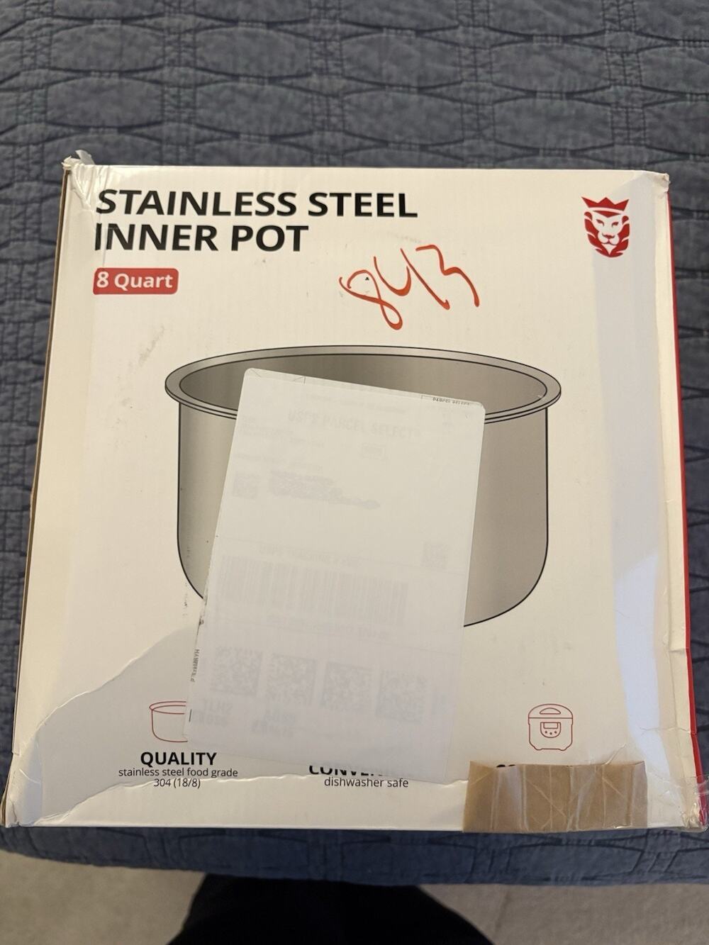 Goldlion 8 Qt Stainless Steel Inner Pot Replacement for Ninja Foodi NEW Dent